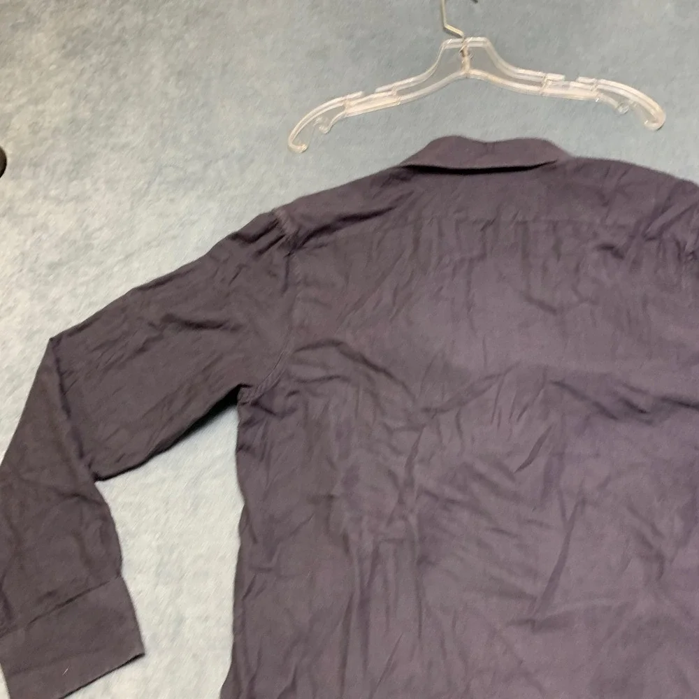 Banana Republic Tailored Slim Fit Shirt Mens Medium Black Herringbone Button Up